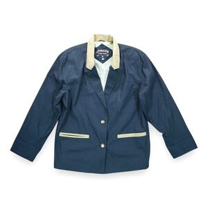 Vintage Fox Run Women's Sailng Jacket Pockets Long Sleeve‎ Pads Blue Chest 46"